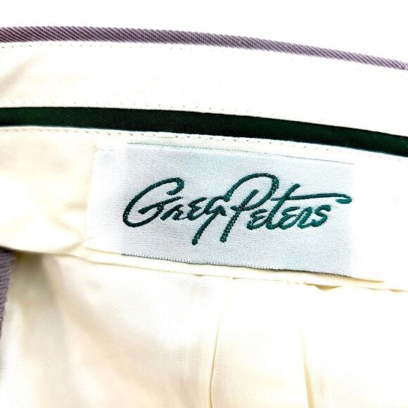 Greg Peters Gray Beige No Belt Loops Wool Pleated Cuffed Dress Pants 34/27 High - Picture 6 of 6